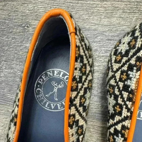 Penelope Chilvers Dandy Leather Trim Needlepoint Slipper Loafers Size 36 - Picture 7 of 15
